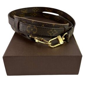 Genuine vintage LOUIS VUITTON Monogram Leather shoulder strap 39 inches with box